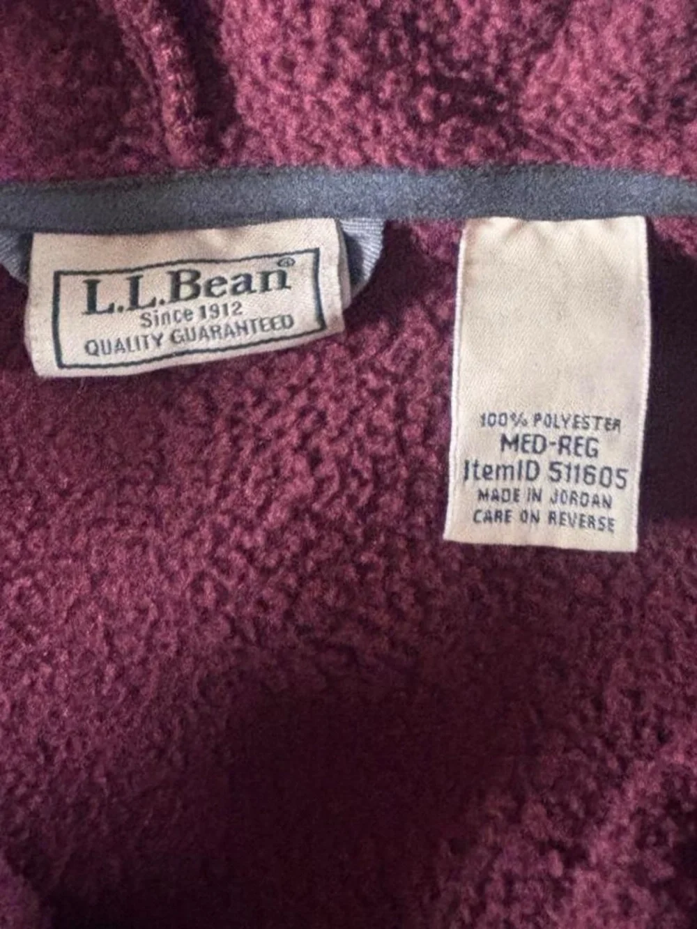 Vintage L.L. Bean Deep Pile Fleece Quarter Zip Pullover Maroon Medium